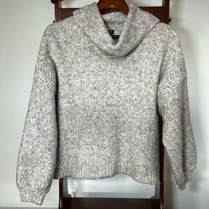 Max Edition Speckled Chunky Cowl Neck Sweater Women’s XL- Gray, Cream, Purple